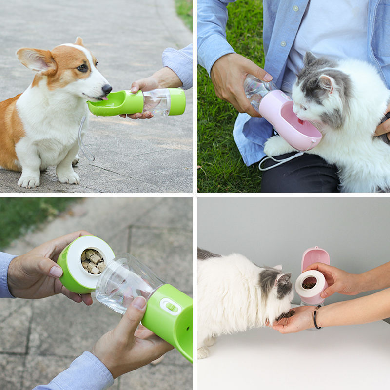 Portable Dual-Compartment Dog Bottle: Water & Dry Food