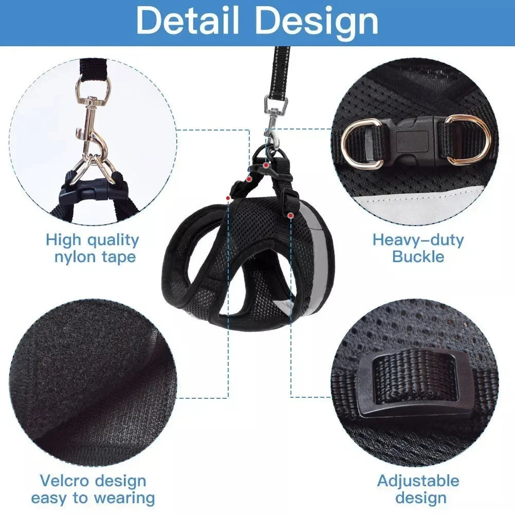 Adjustable Mesh Dog Harness & Leash – Comfortable Pet Vest