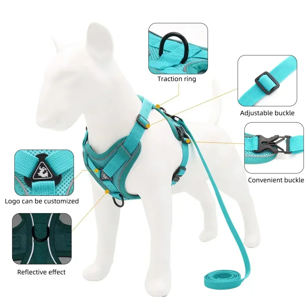 No-Pull Reflective Dog Harness & Leash Set – Adjustable Fit