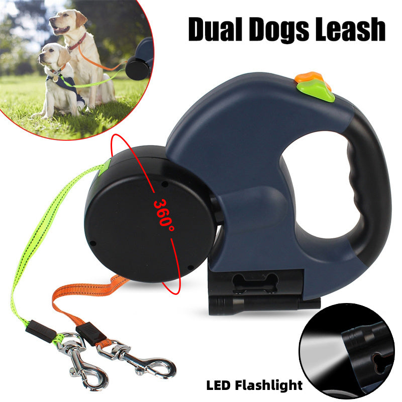 Retractable 360° Swivel Dog Leash – Lighted & Reflective